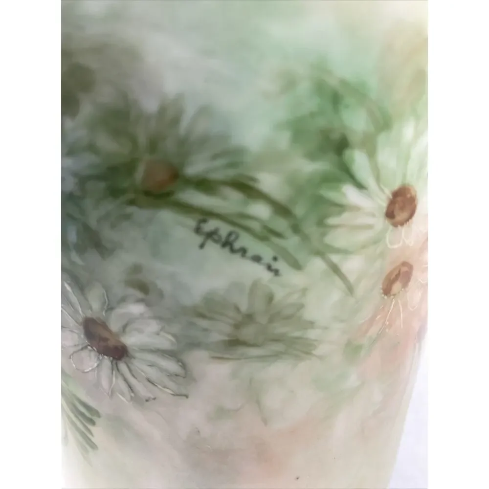Antique Bavarian Schonwald AG Hand Painted porcelain Vase. Daisy Motif-Signed
